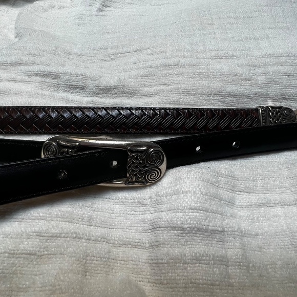 Reversible sterling silver/leather belt